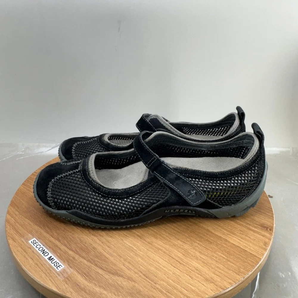 Merrell Mary Jane Shoes Womens Size 7 Black Mesh Athletic Outdoor Walking Flats